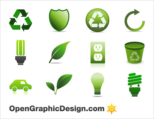 Eco Icons,  Recycle, Energy Efficient, Enviornmental Friendly