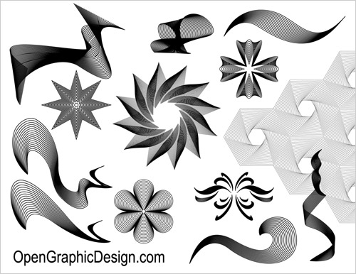 Included in this set are geometrical line art, line patterns, stars, 