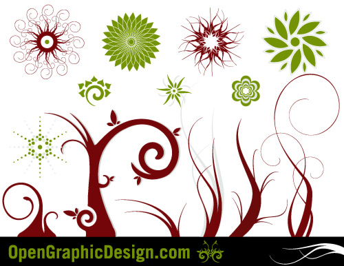 Vector Flower And Swirl Graphics Download Floral And Curly Designs In Svg Ai And Eps Format Opengraphicdesign Free Vectors Graphic Design Free Download